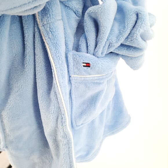 Tommy Hilfiger Plush Short Light Blue Robe - Picture 3 of 4